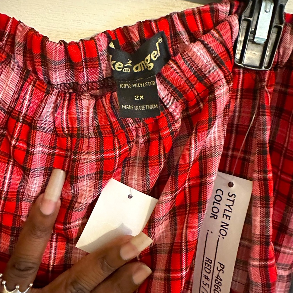 Like an Angel Red Plaid skirt with faux leather inserts - Picture 3 of 4